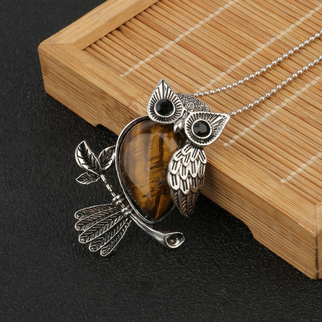 Crystal Owl Wisdom Pendant Necklace