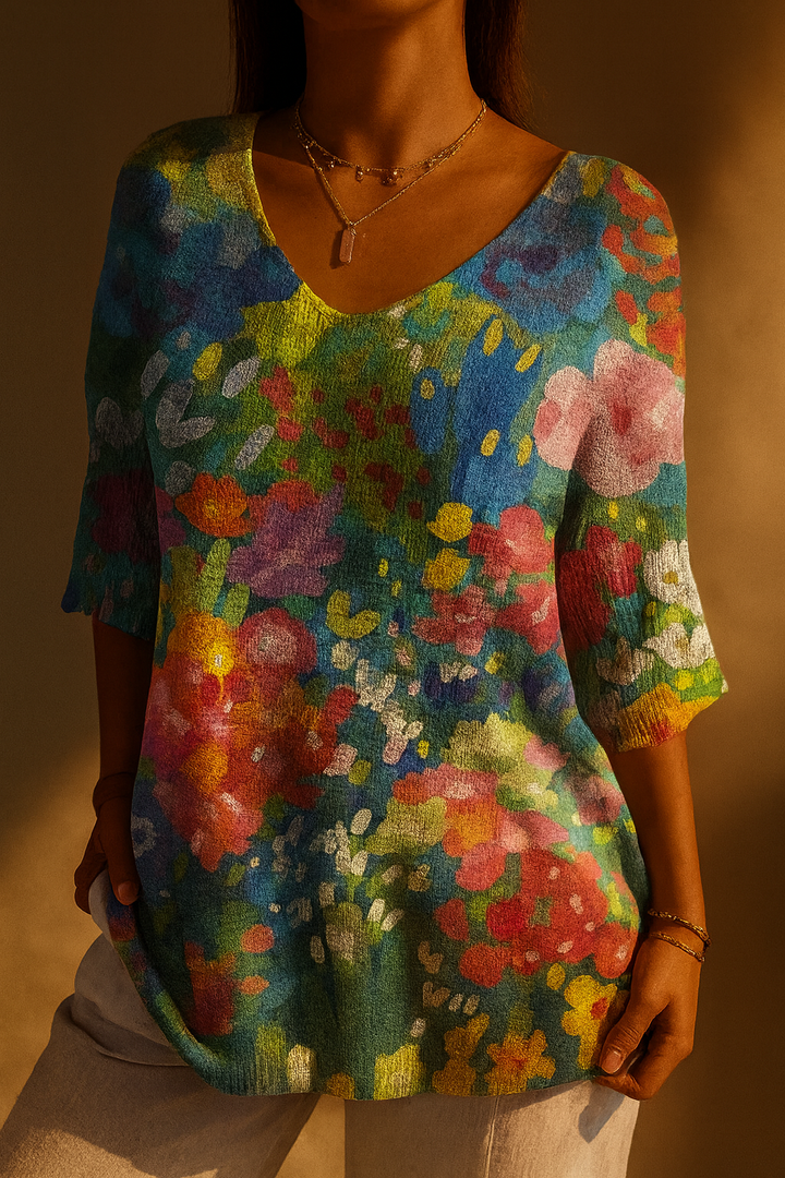 Celine | Vintage Floral Knit Top