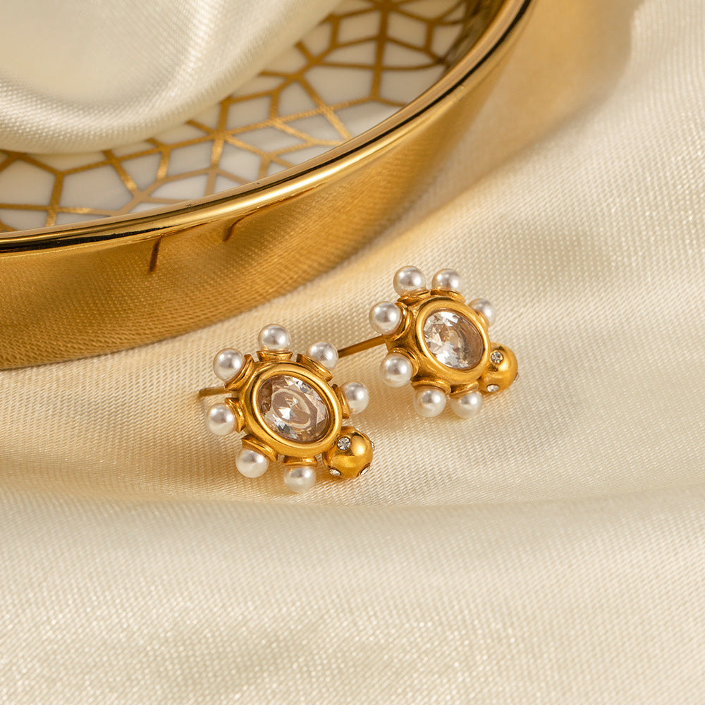 Sophisticated Gold Pearl Earrings