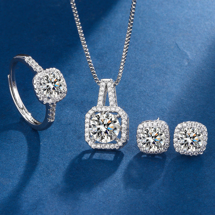 Exclusive White Gold Jewelry Set Aria Radiant Square