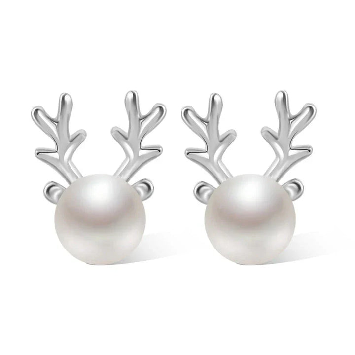 Reindeer Pearl Stud Earrings