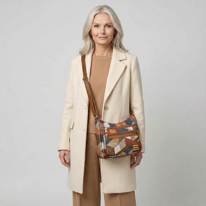 Maria – Leather Shoulder Bag with Patchwork Design