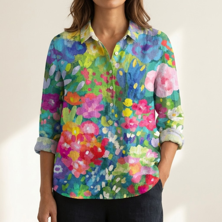 Renata – Patterned linen shirt