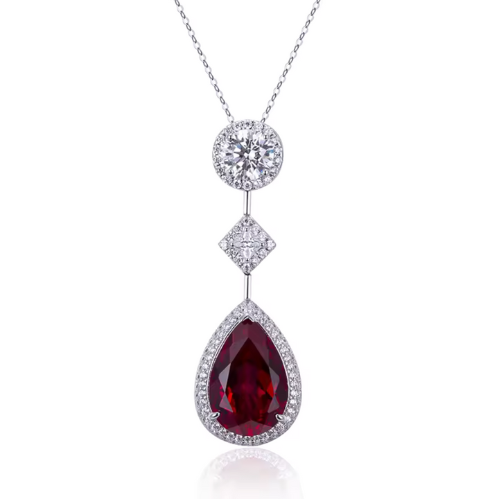 Red Crystal Silver Necklace