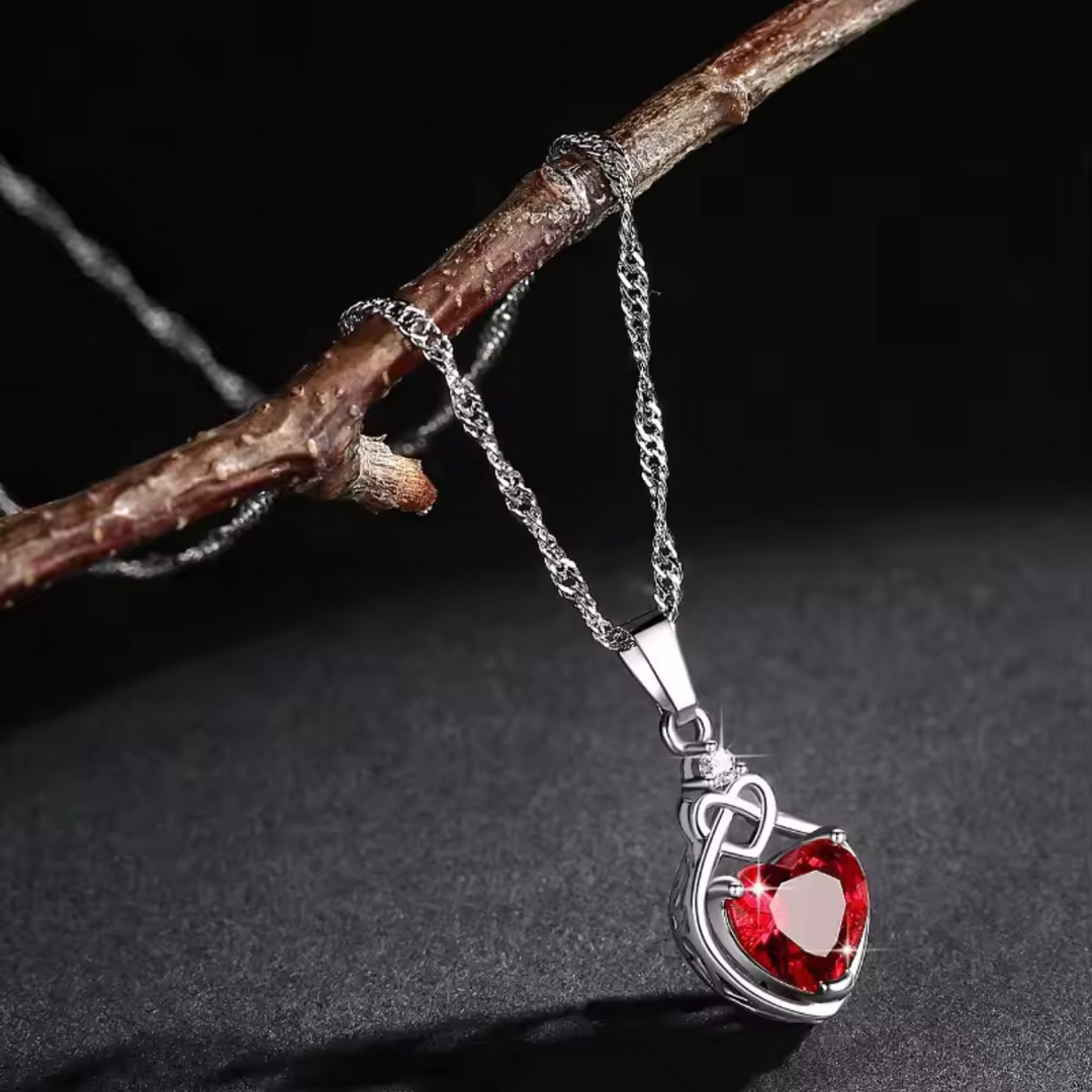 Red Zircon Heart Jewelry Set