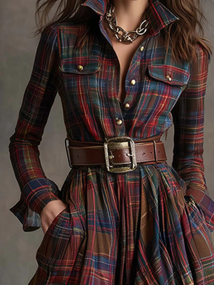 ROSALIND™ | The Plaid Belted Maxi Dress