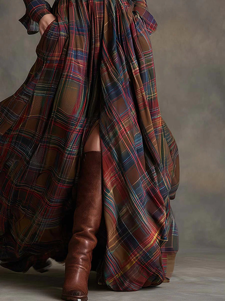 ROSALIND™ | The Plaid Belted Maxi Dress