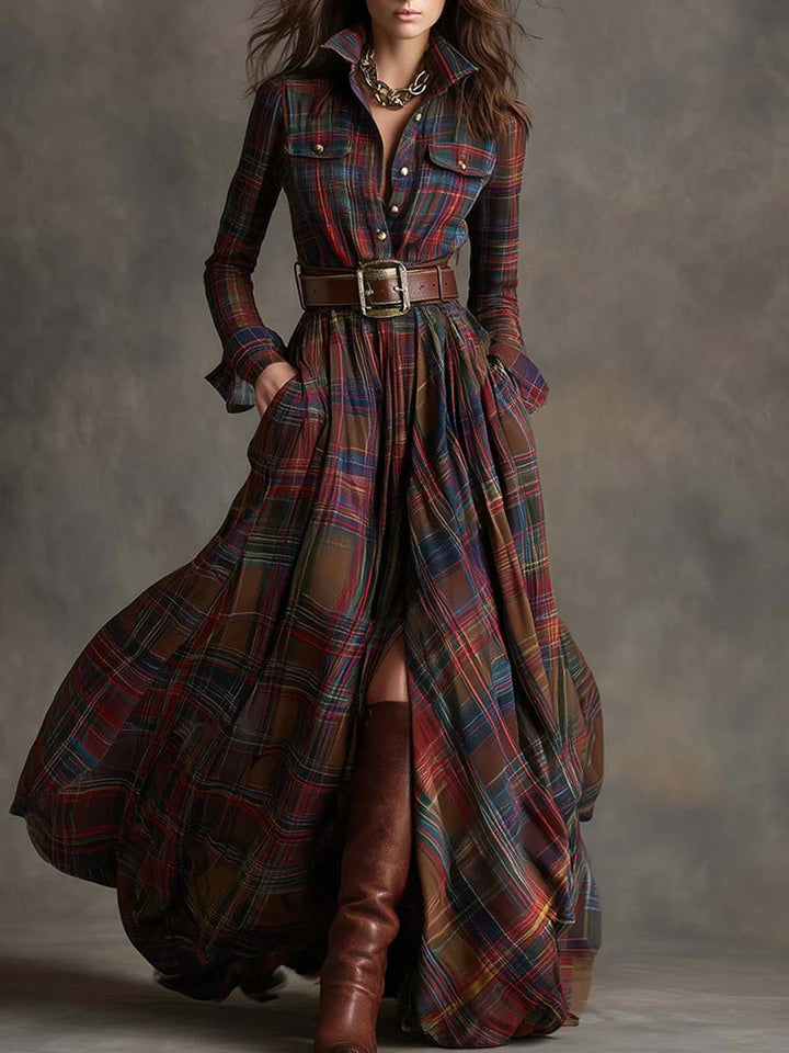 ROSALIND™ | The Plaid Belted Maxi Dress