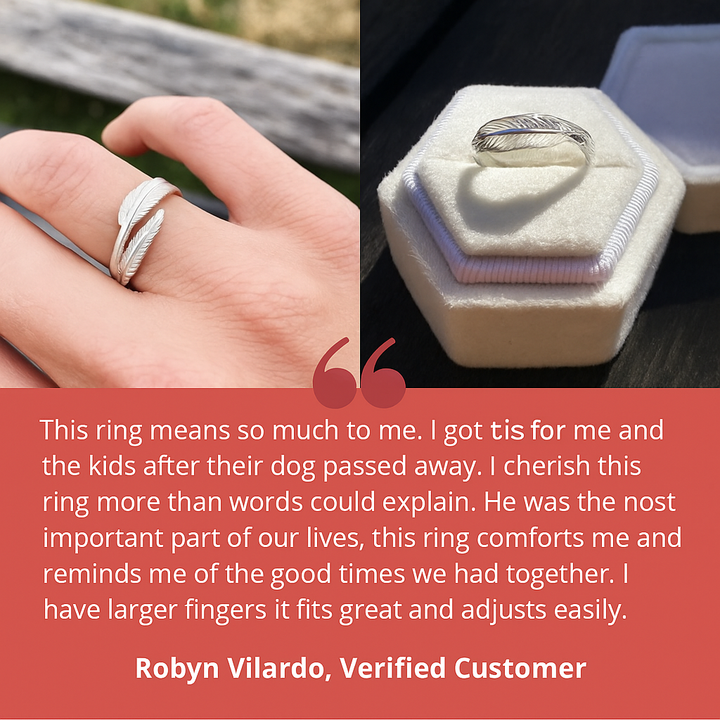 Feather From An Angel - Adjustable Memorial Ring