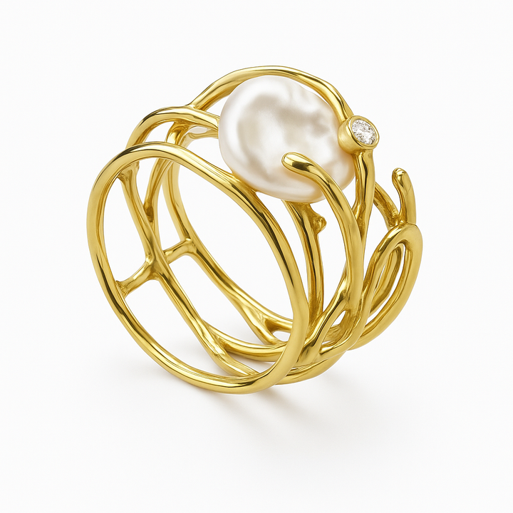 Vintage Gold Ring with Pearl