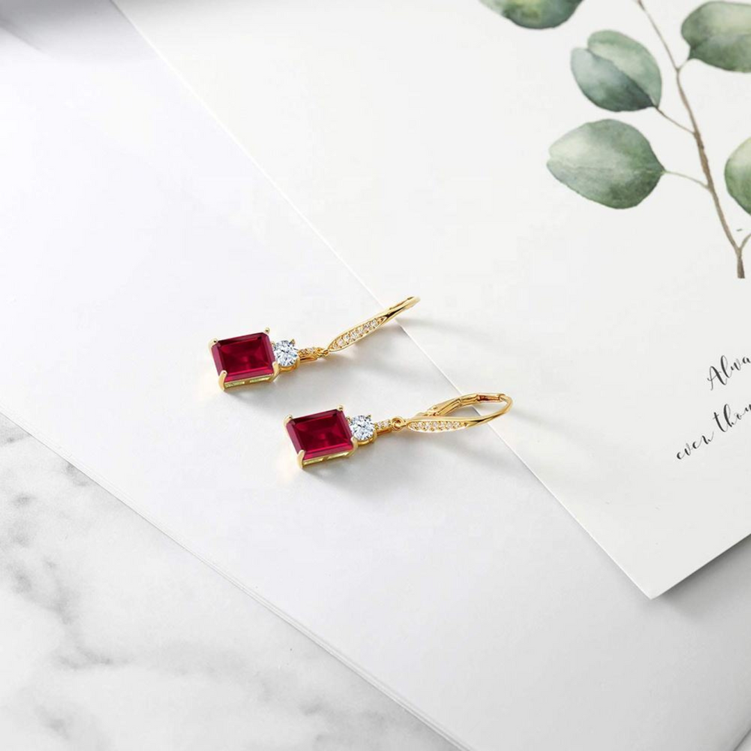Ruby Leverback Drop Earrings