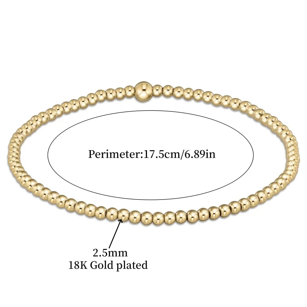 Chic 18K Gold Turquoise Bead Bracelet