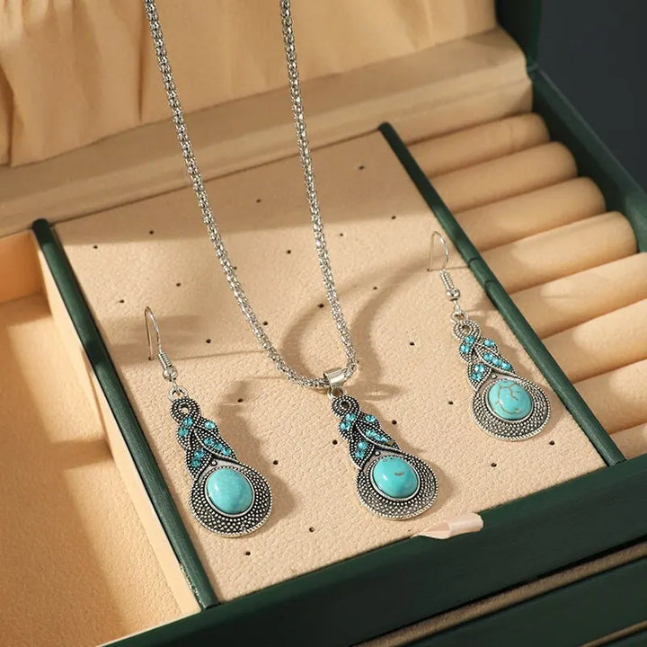 Vintage Turquoise Stone Jewelry Set