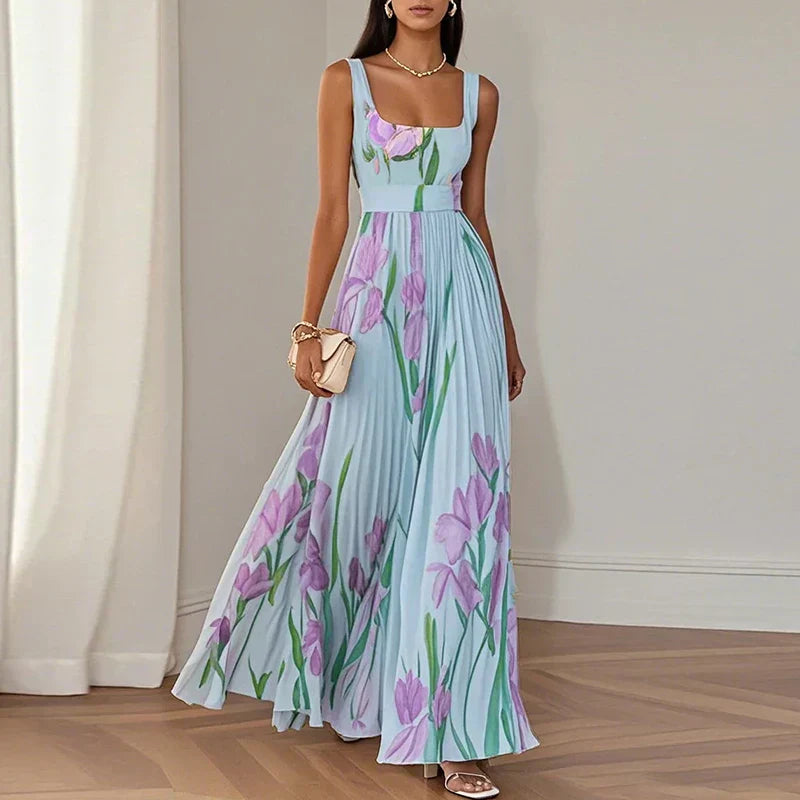 Evelisse | Pleated Floral Maxi Dress