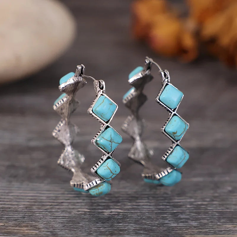 Vintage U-Shaped Turquoise Earrings