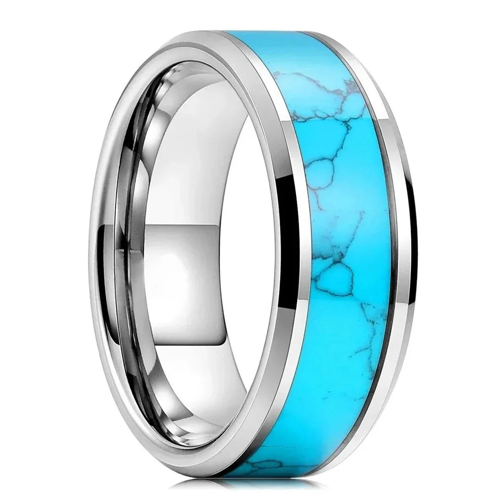 Sophisticated Stainless Steel Ring with Turquoise
