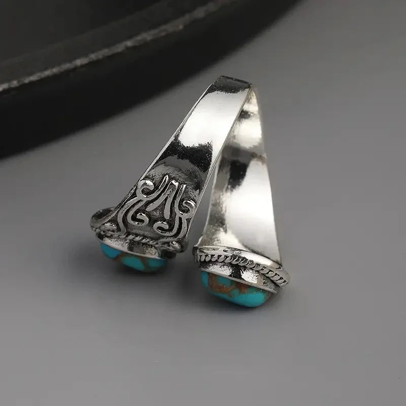 Elegant Vintage Cross Ring in Turquoise