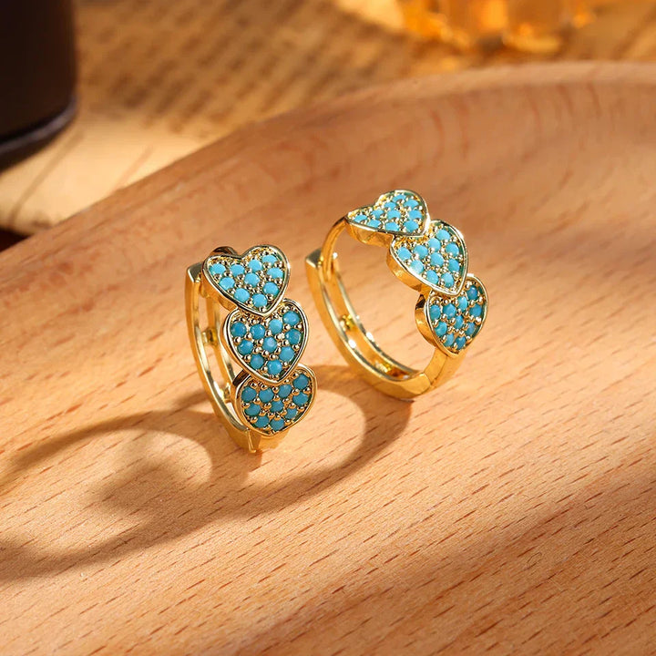 Chic turquoise flower hoop earrings