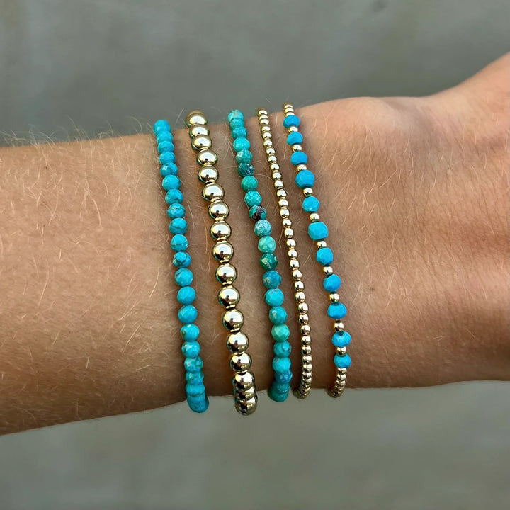 Chic 18K Gold Turquoise Bead Bracelet