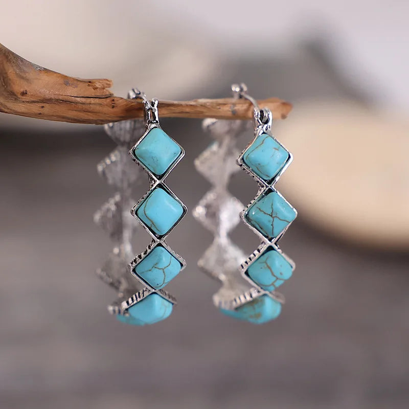 Vintage U-Shaped Turquoise Earrings