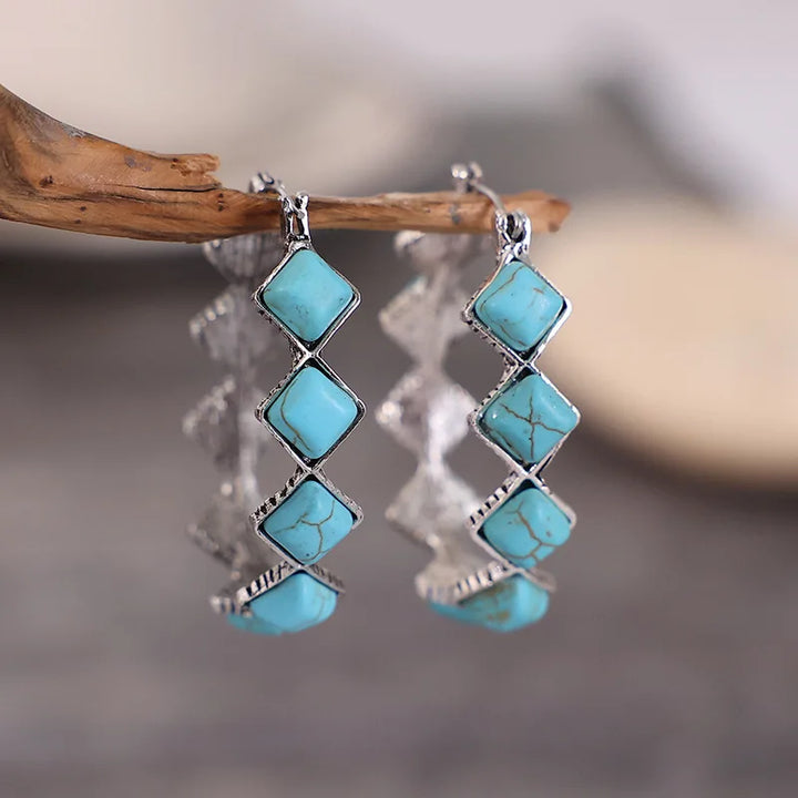 Vintage U-Shaped Turquoise Earrings