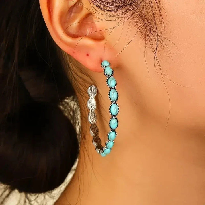 Vintage Bohemian Circular Turquoise Earrings