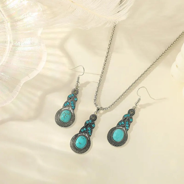 Vintage Turquoise Stone Jewelry Set