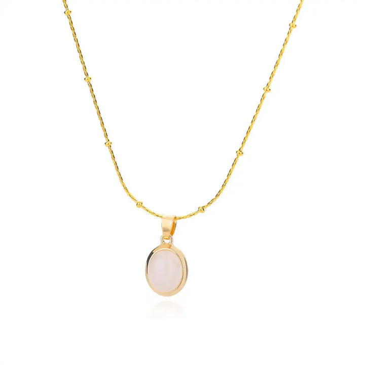 Chic Gold Stainless Steel Water Drop Opal Pendant Necklace