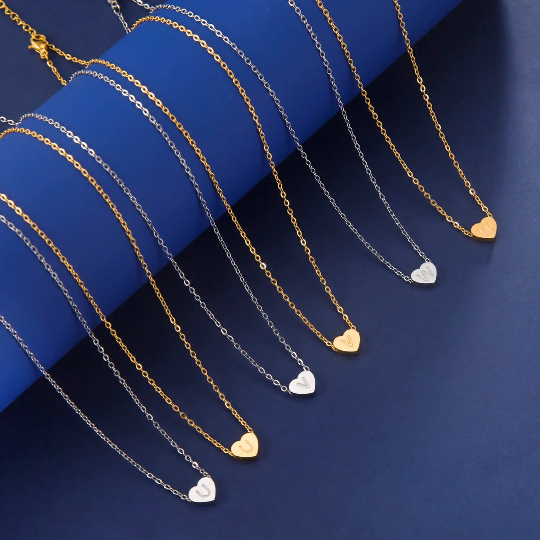 Romantic Heart Initial Choker Necklace
