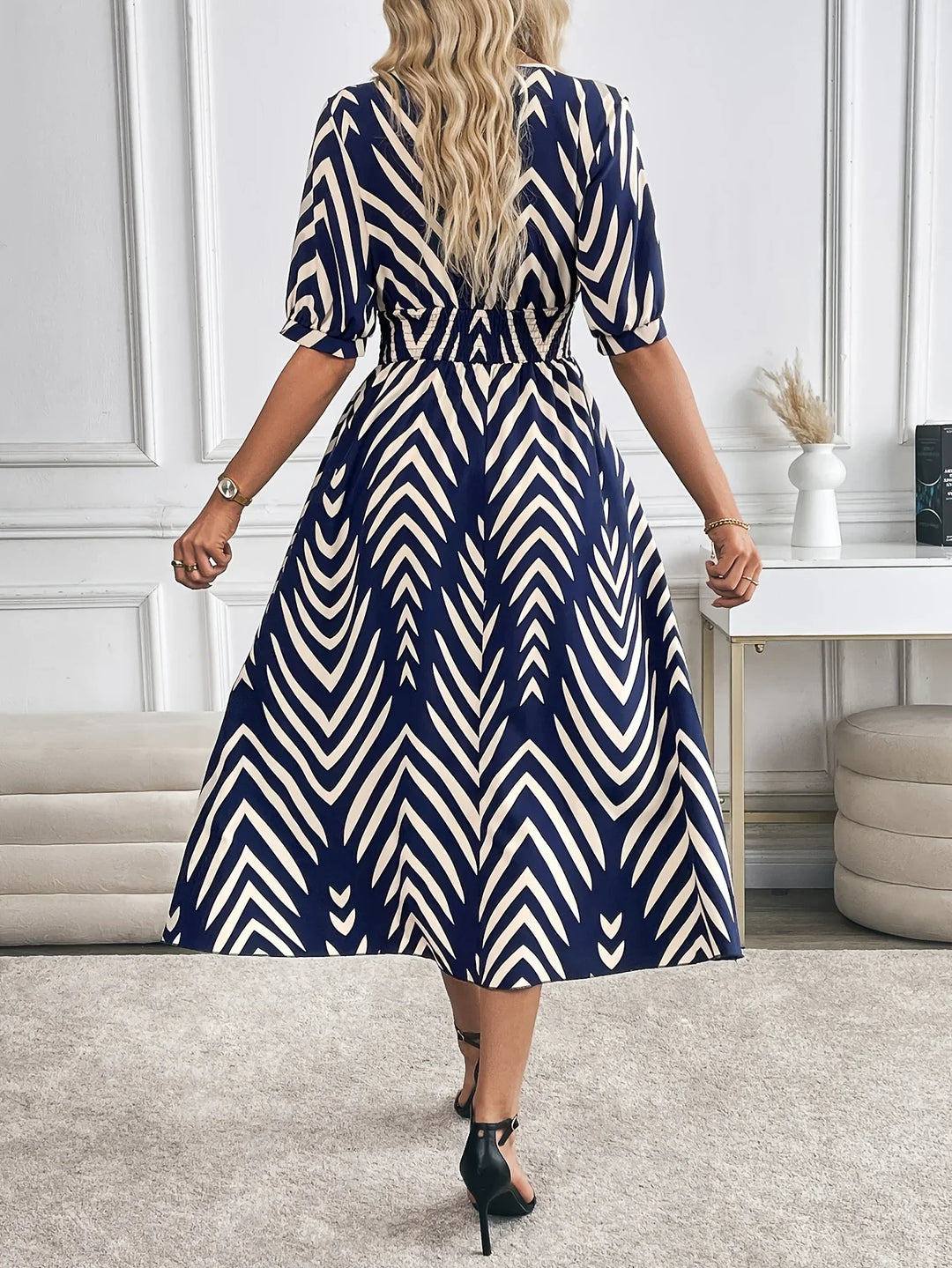 Elara | Geometric Midi Dress