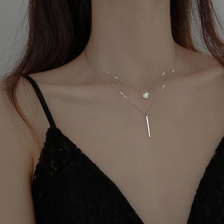 Sterling Silver Double Layer Necklace