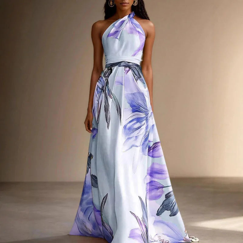 Elira | Soft Floral Halter Maxi Dress