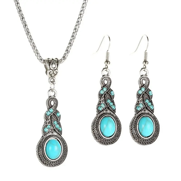 Vintage Turquoise Stone Jewelry Set