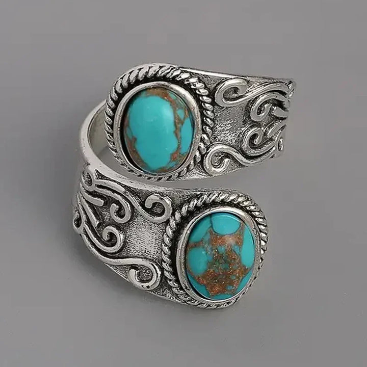Elegant Vintage Cross Ring in Turquoise