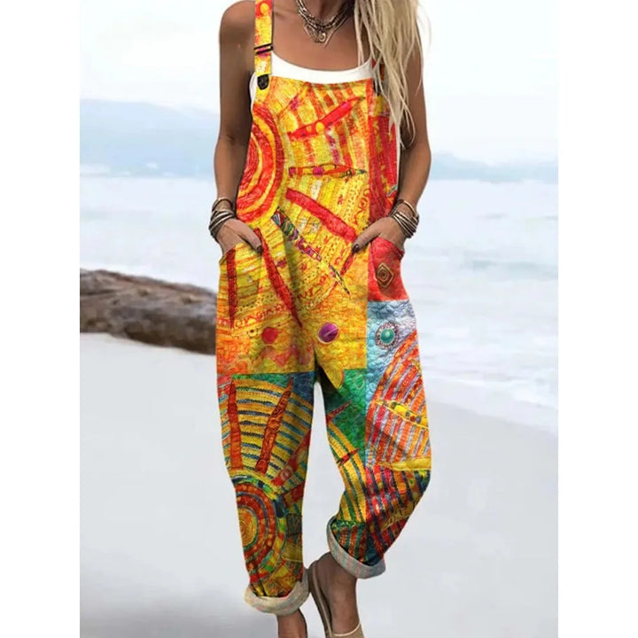 Damesoverall met verstelbare bandjes Vlinder- en bloemenprint Jumpsuit voor boerderij/casual uitjes Lichtgewicht ademend streetwear
