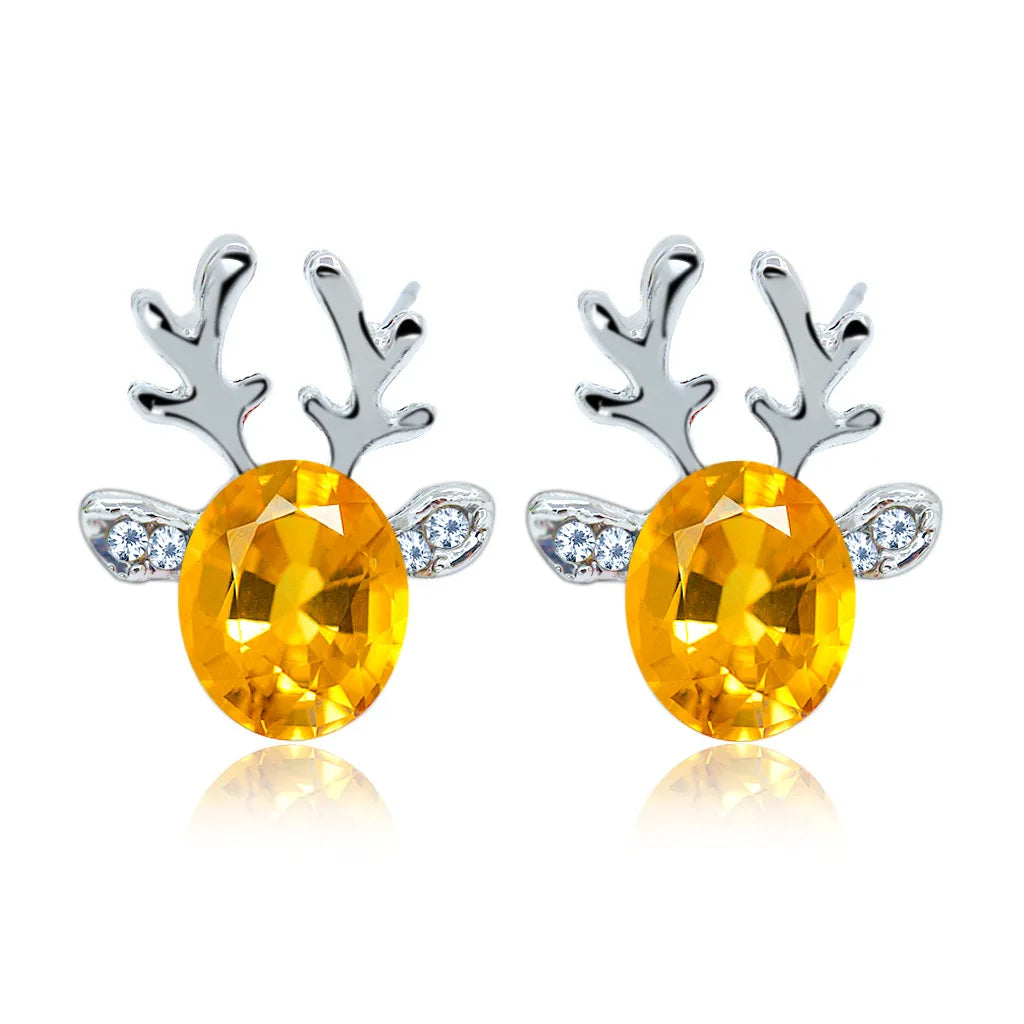 Festive Reindeer Crystal Stud Earrings