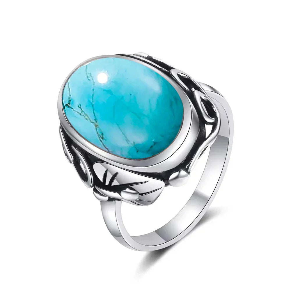 Vintage Sterling Silver Statement Ring with Turquoise