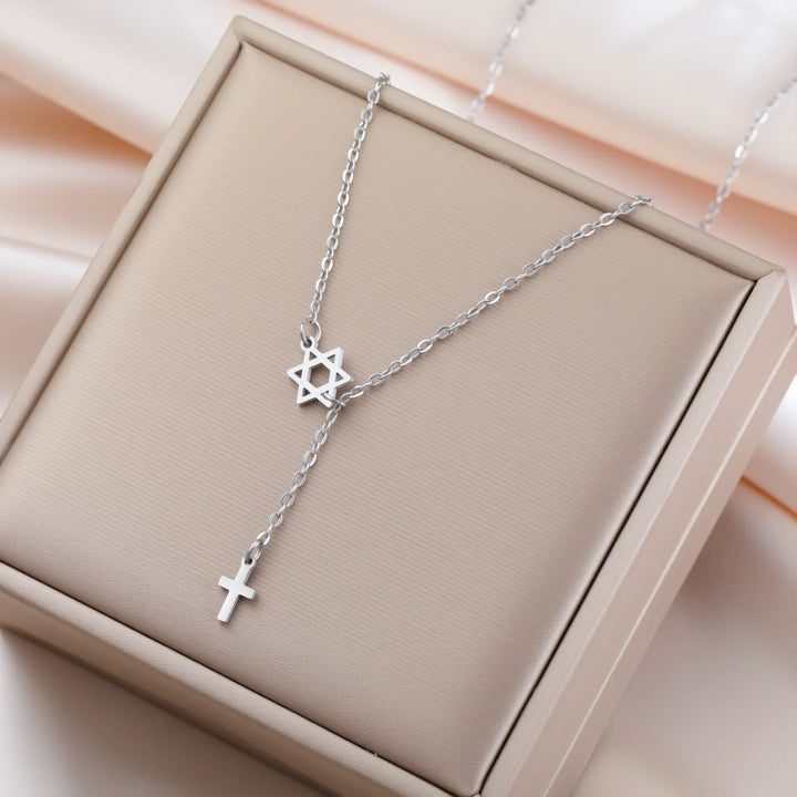 Star & Cross Stainless Steel Necklace
