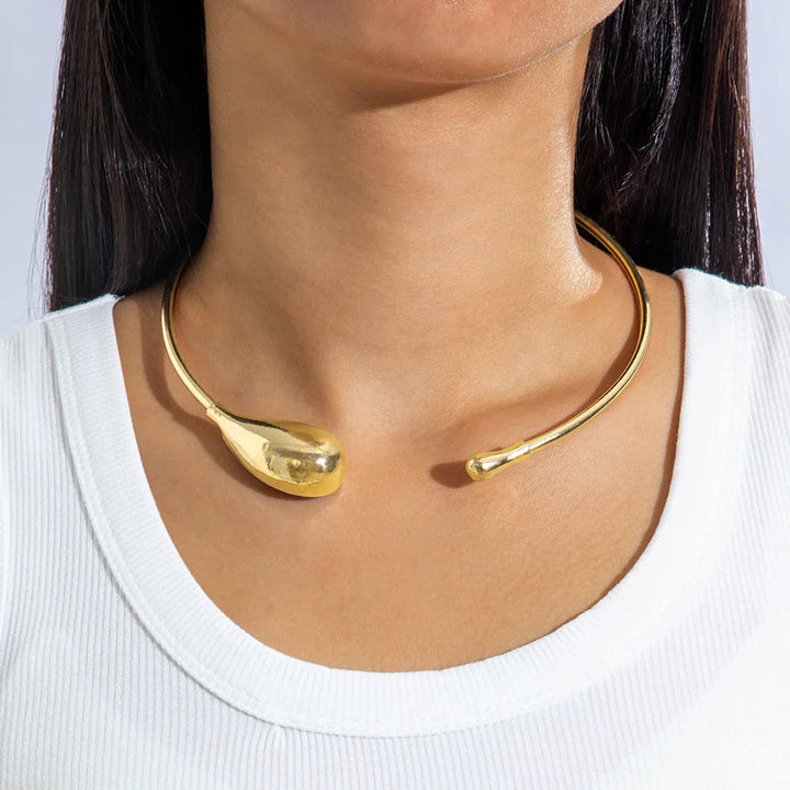 Golden Water Drop Choker Necklace
