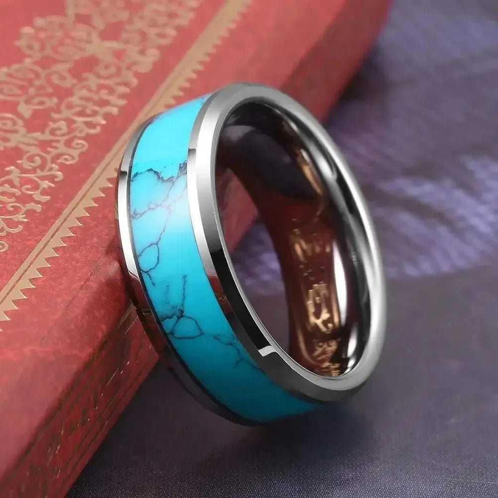 Sophisticated Stainless Steel Ring with Turquoise