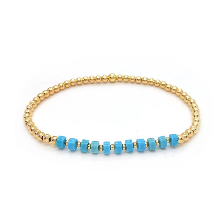 Vintage Turquoise Bead Bracelet with Cross Pendant