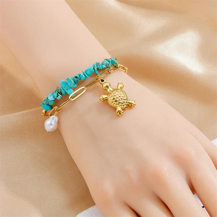 Exclusive Turquoise Stainless Steel Turtle Bracelet