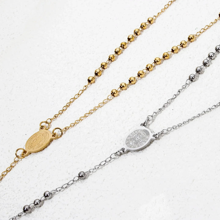 Stainless Steel Rosary Necklace