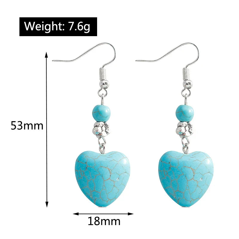 Antique Turquoise Heart Dangle Earrings