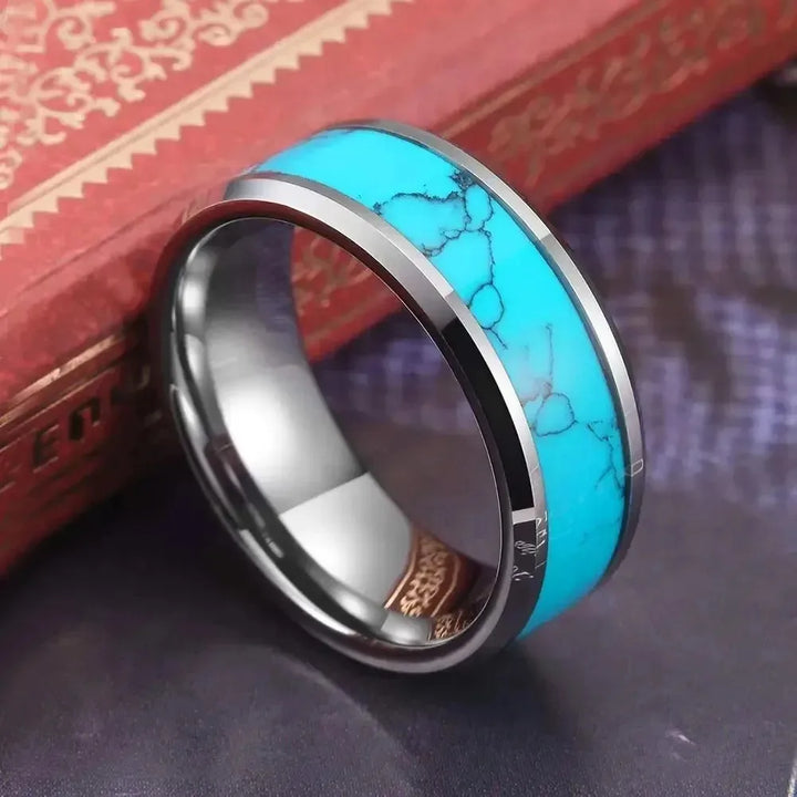 Sophisticated Stainless Steel Ring with Turquoise