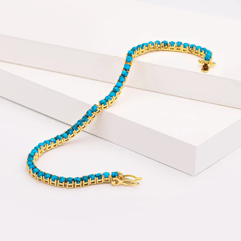Elegant Gold and Turquoise Chain Bracelet