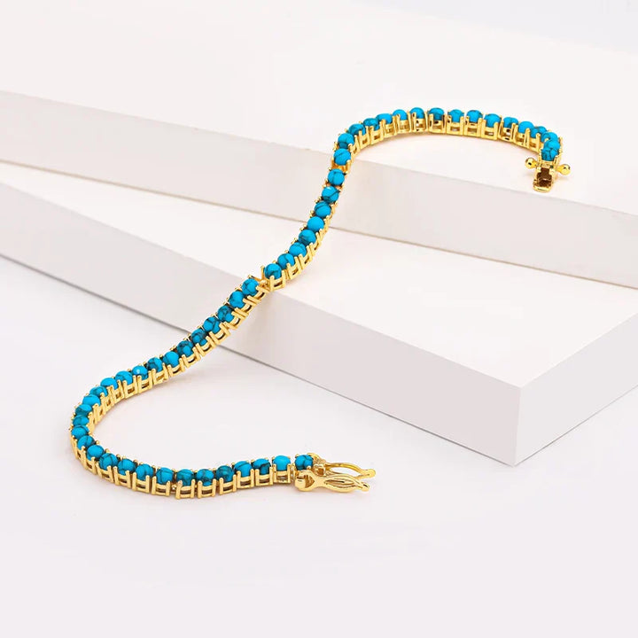 Elegant Gold and Turquoise Chain Bracelet