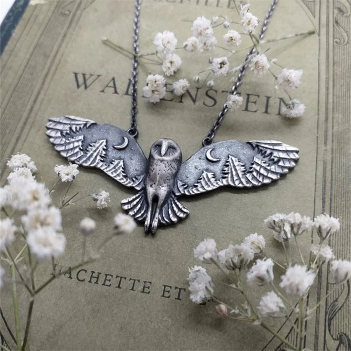 Vintage Owl Moon Necklace