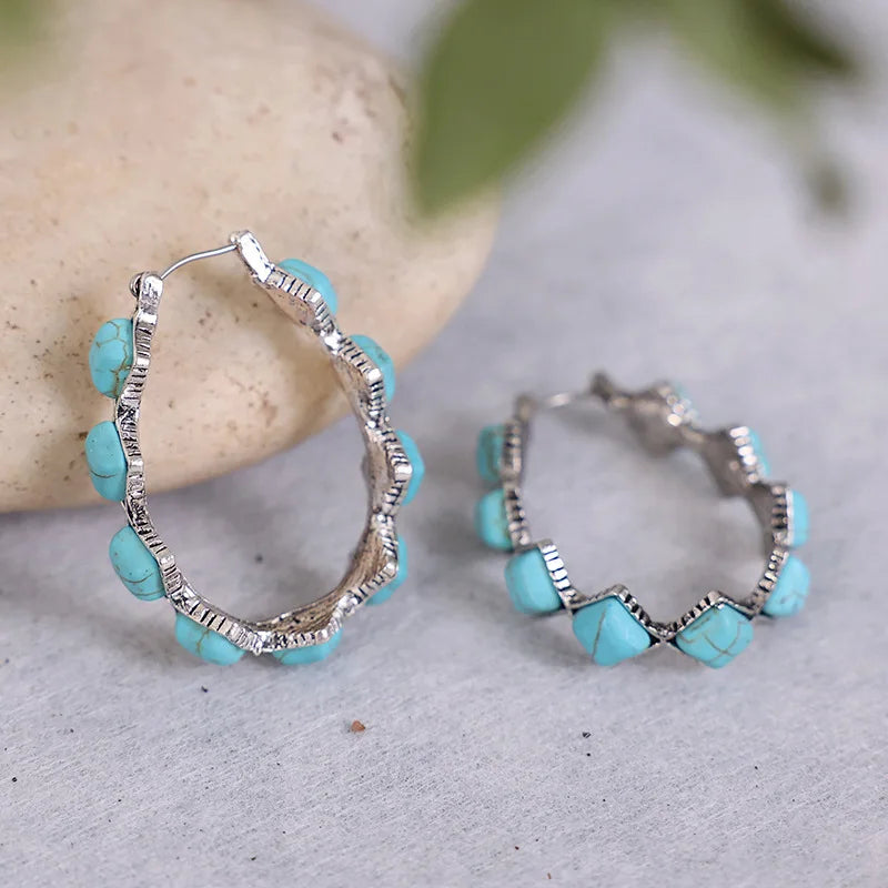 Vintage U-Shaped Turquoise Earrings