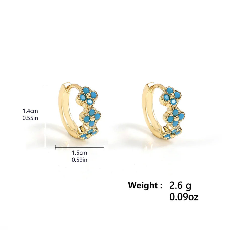 Chic turquoise flower hoop earrings